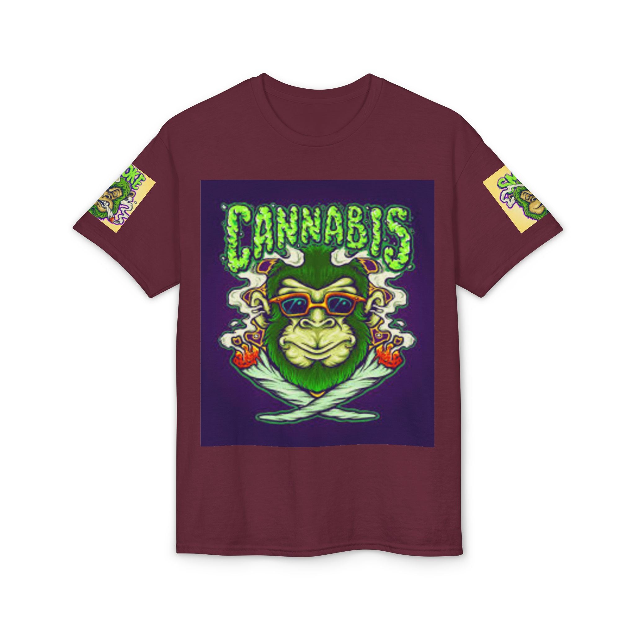 Cannabis Monkey T-Shirt — Retro Smoky Gorilla Graphic Tee
