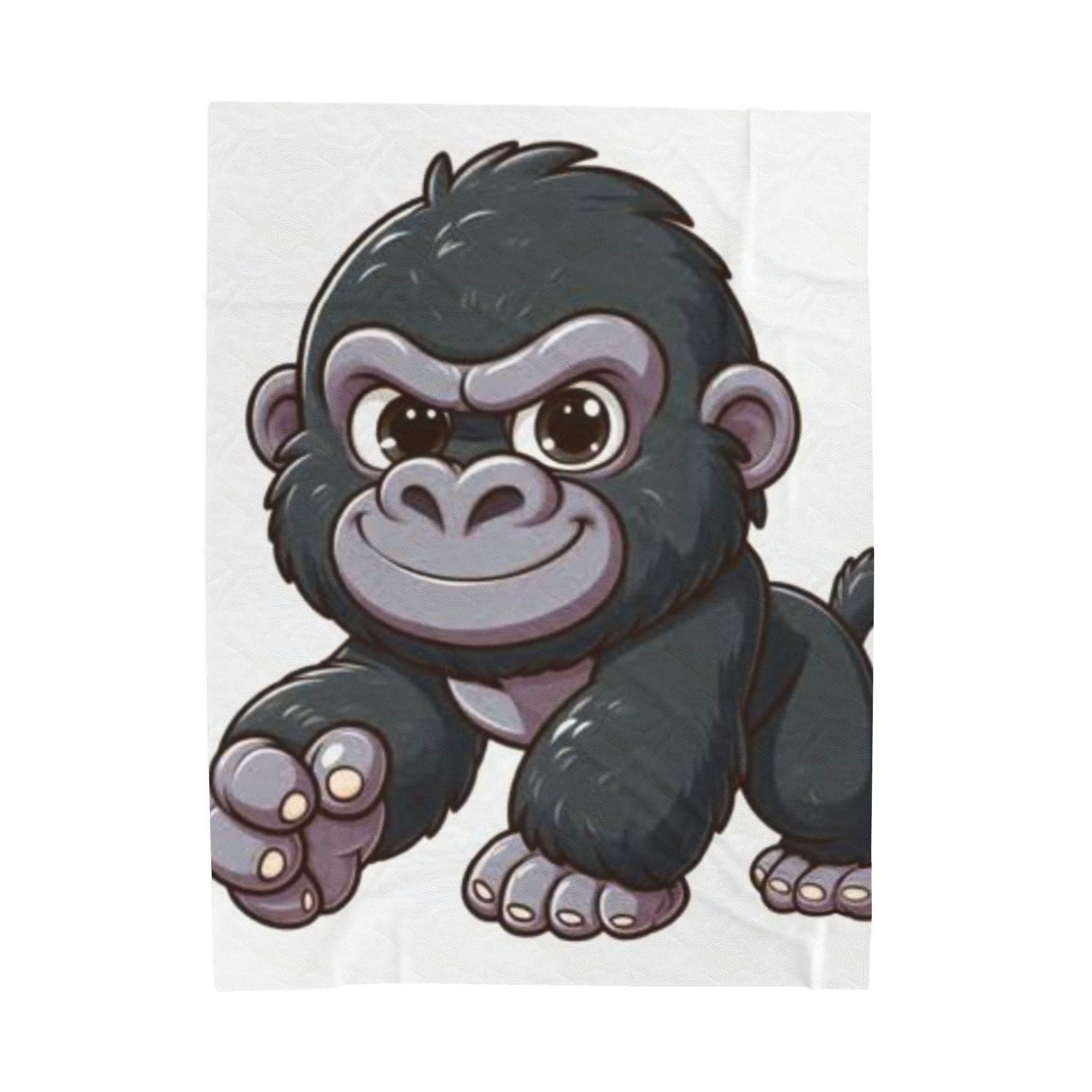 Cute Gorilla Velveteen Plush Blanket – Soft Cartoon Ape Throw for Kids & Nursery
