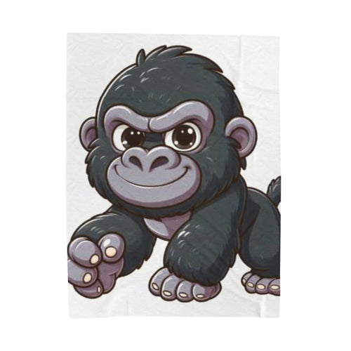 Cute Gorilla Velveteen Plush Blanket – Soft Cartoon Ape Throw for Kids & Nursery