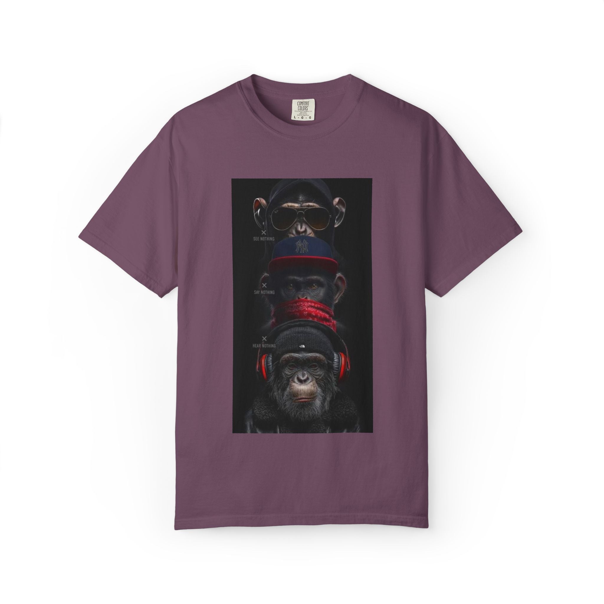 Triple Monkey Portrait T-Shirt — Stylish Primate Graphic Tee