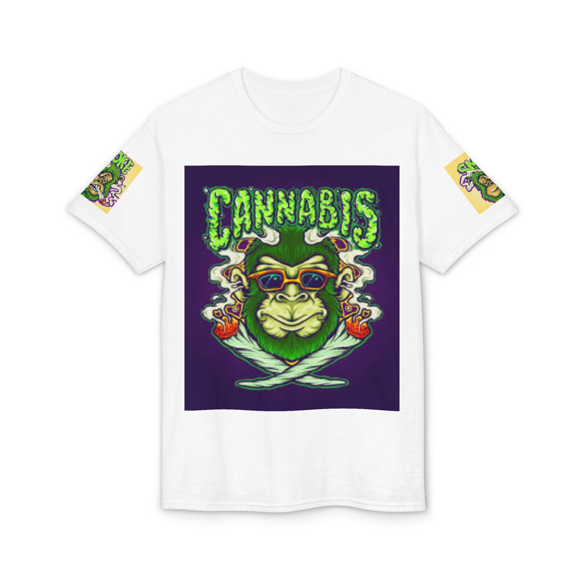Cannabis Monkey T-Shirt — Retro Smoky Gorilla Graphic Tee