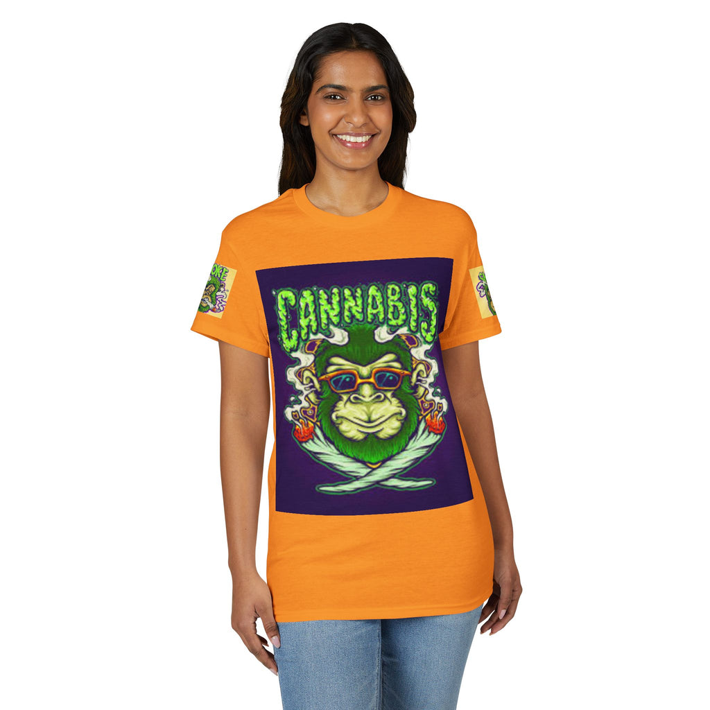 Cannabis Monkey T-Shirt — Retro Smoky Gorilla Graphic Tee