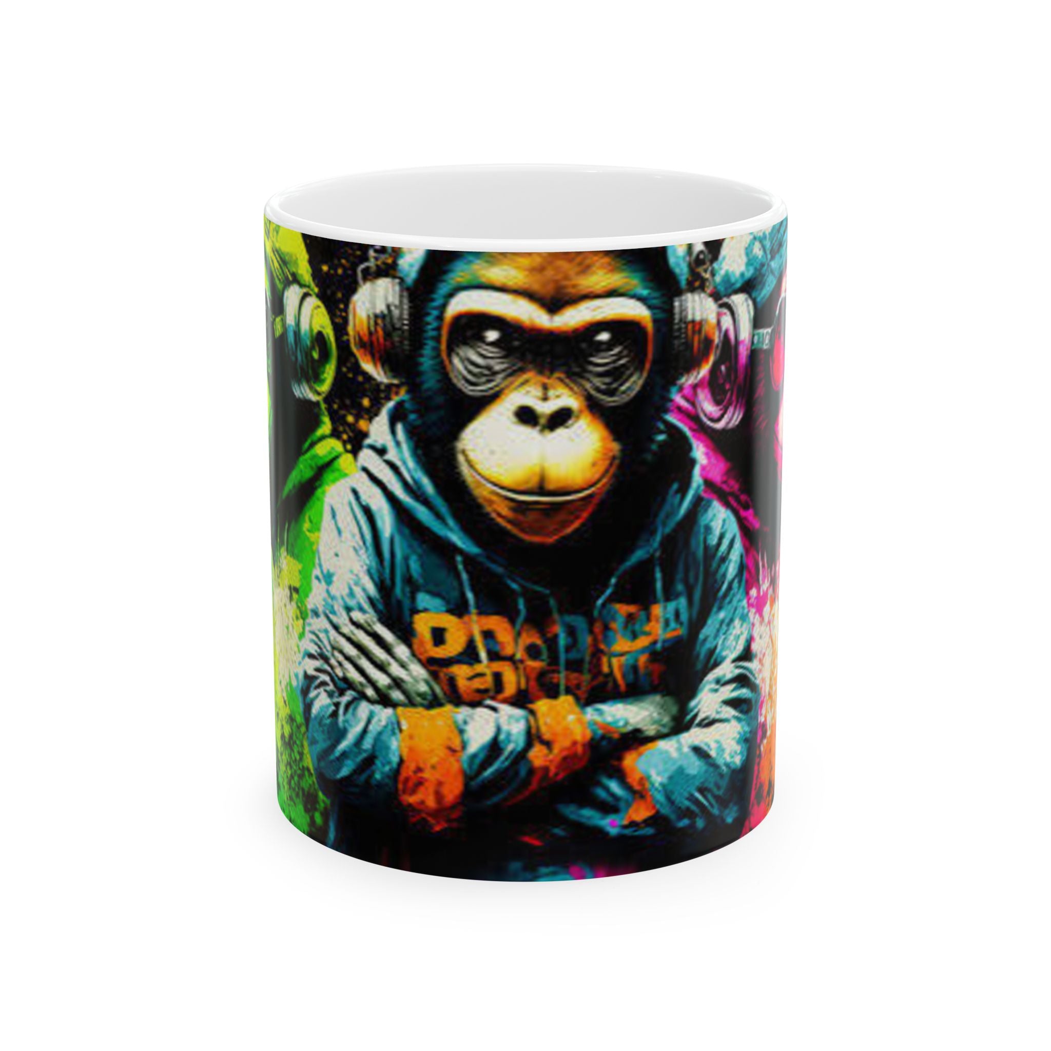 Colorful Street Art Monkey Ceramic Mug (11oz/15oz)