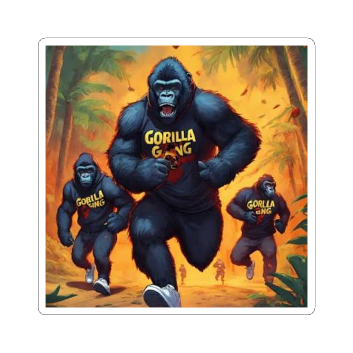 Gorilla Gang Kiss-Cut Sticker — Bold Jungle Ape Crew Decal