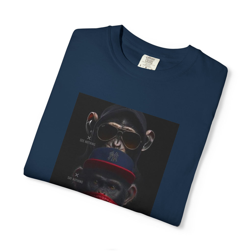 Triple Monkey Portrait T-Shirt — Stylish Primate Graphic Tee
