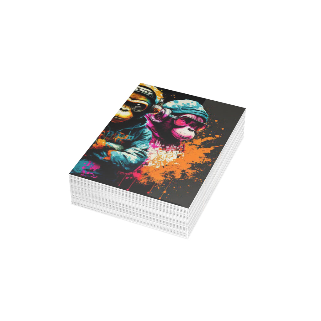 Graffiti Monkey Greeting Cards — Colorful Urban Art Note Cards (Set of 1/10/30/50)