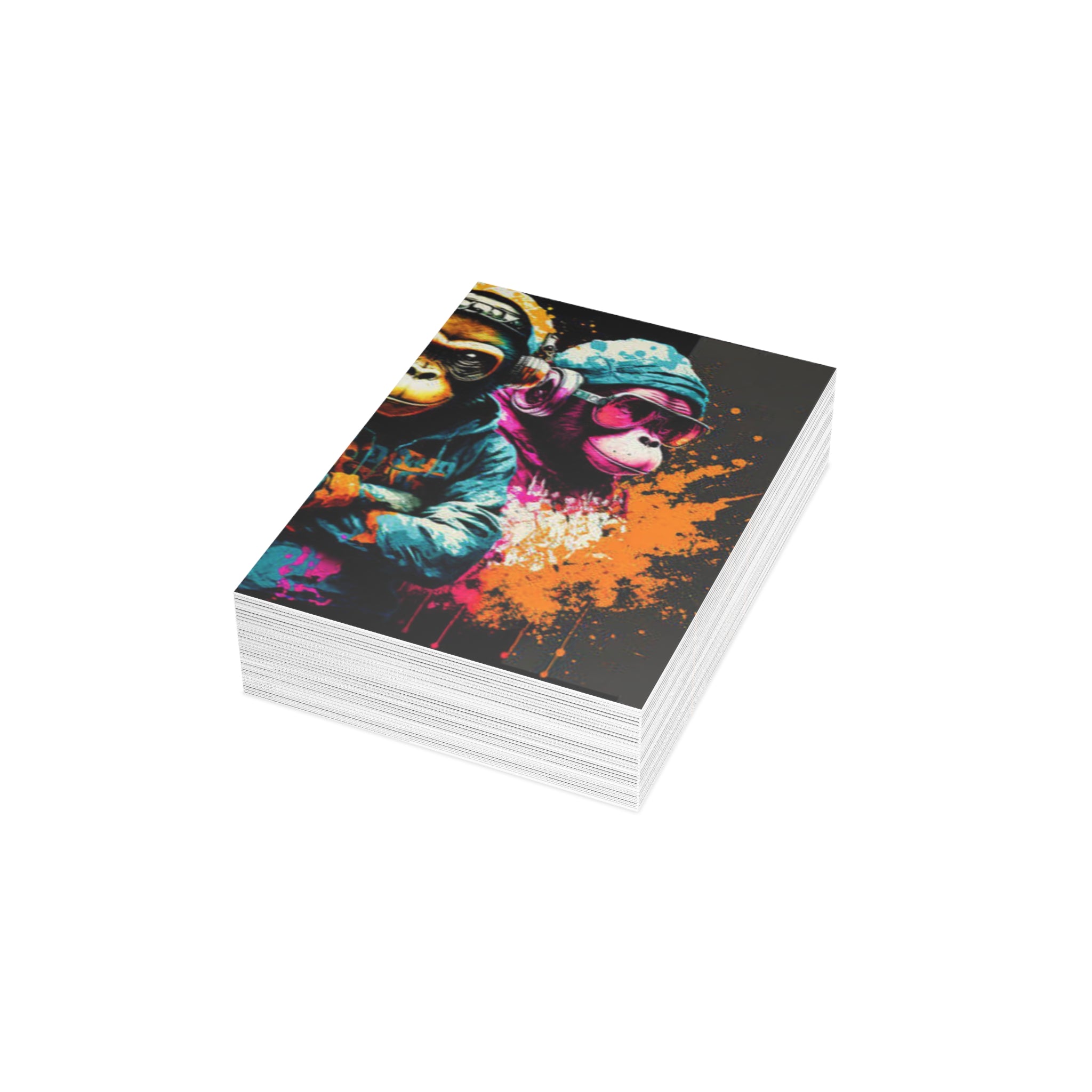 Graffiti Monkey Greeting Cards — Colorful Urban Art Note Cards (Set of 1/10/30/50)