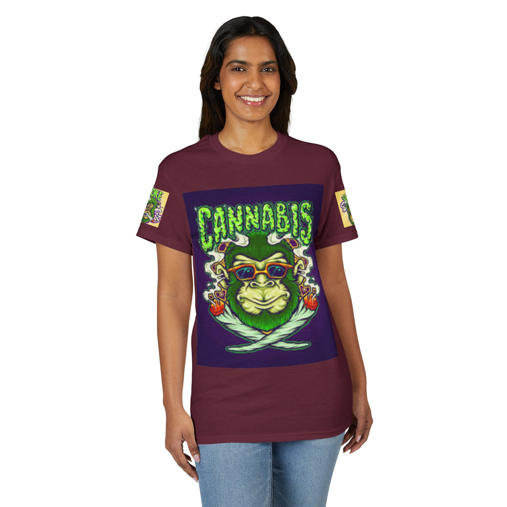 Cannabis Monkey T-Shirt — Retro Smoky Gorilla Graphic Tee