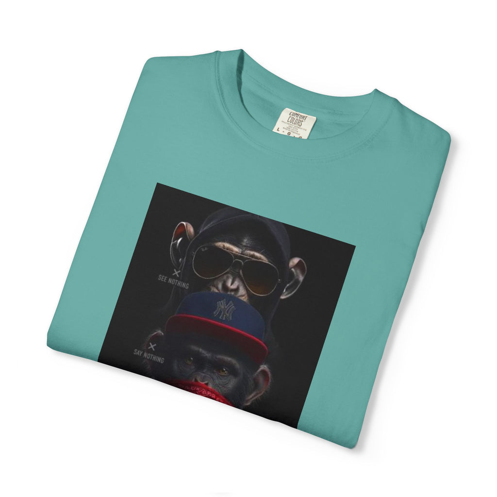 Triple Monkey Portrait T-Shirt — Stylish Primate Graphic Tee