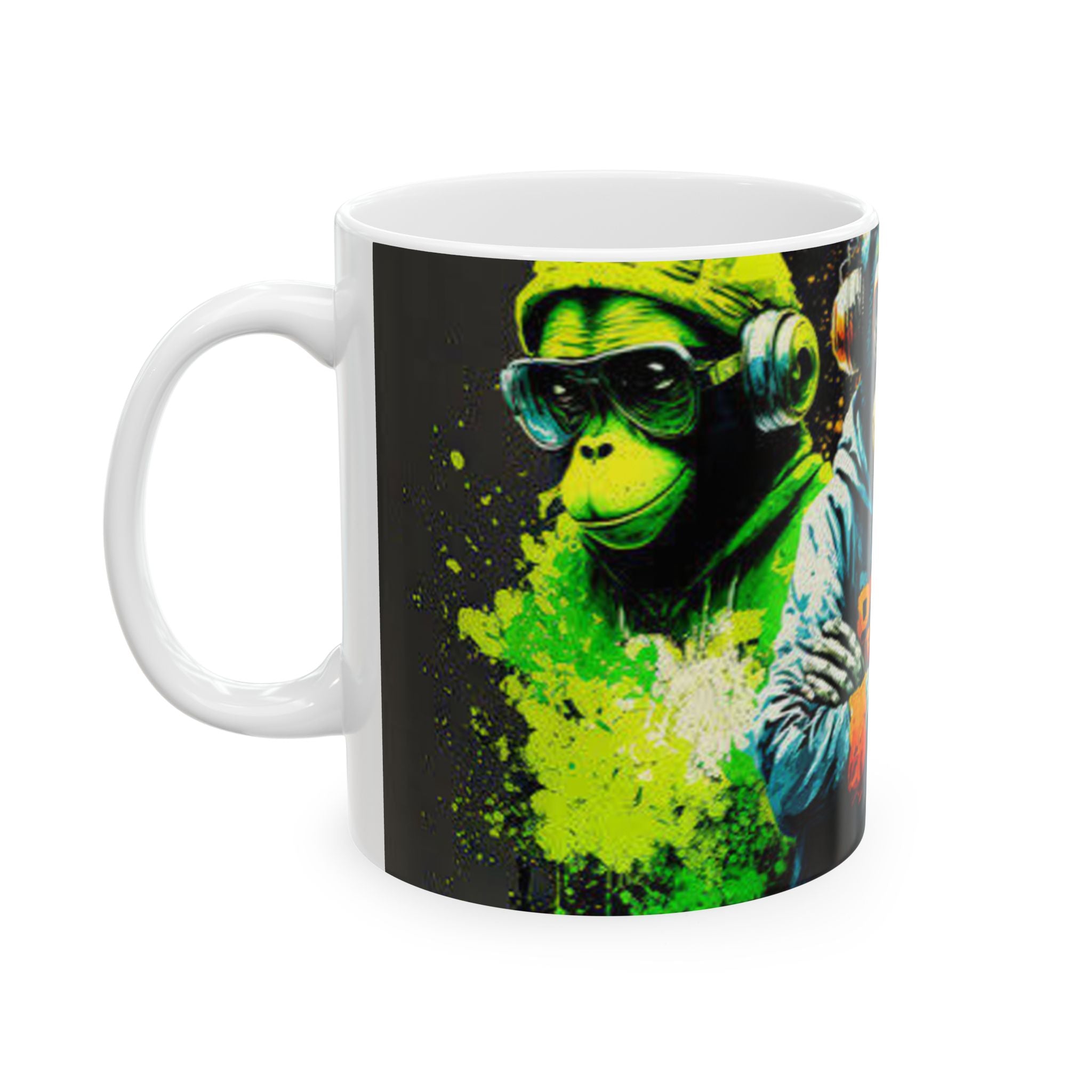Colorful Street Art Monkey Ceramic Mug (11oz/15oz)