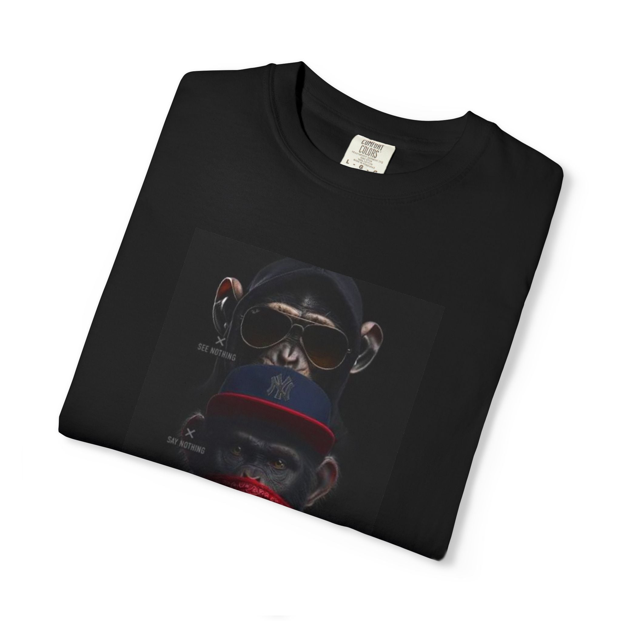 Triple Monkey Portrait T-Shirt — Stylish Primate Graphic Tee