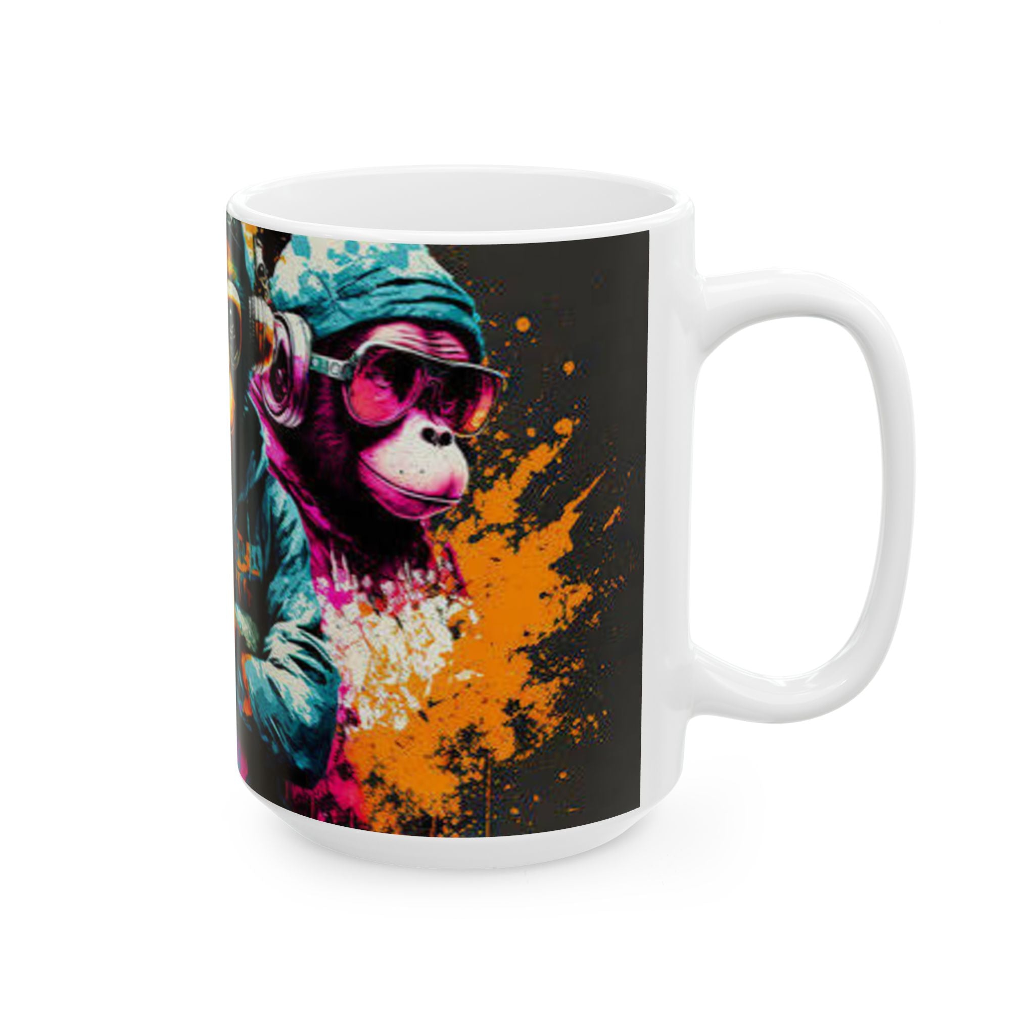 Colorful Street Art Monkey Ceramic Mug (11oz/15oz)