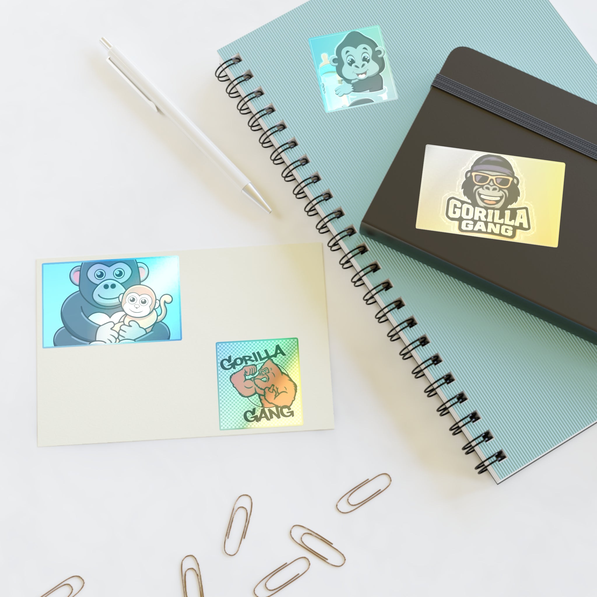 Gorilla Sticker Sheet – Cute & Retro Gorilla Gang Decals (4-Pack)