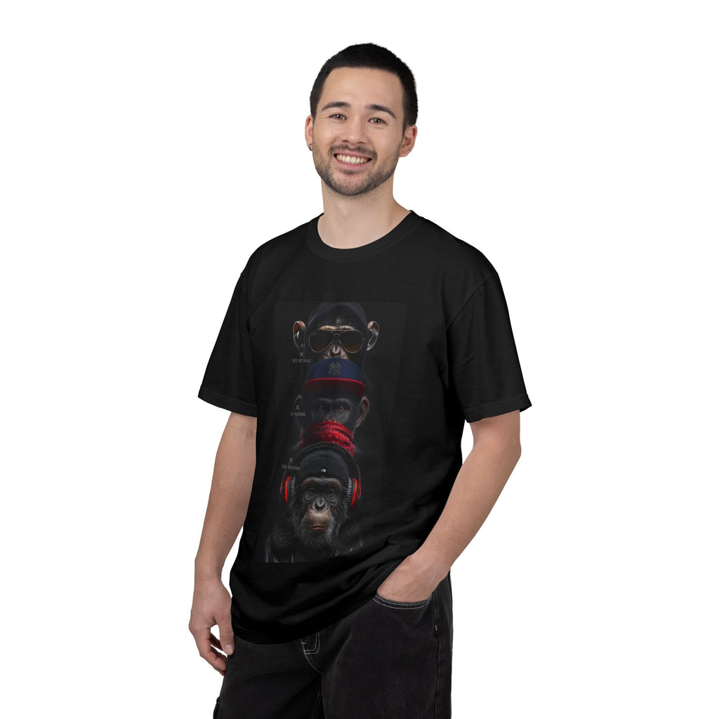Triple Monkey Portrait T-Shirt — Stylish Primate Graphic Tee
