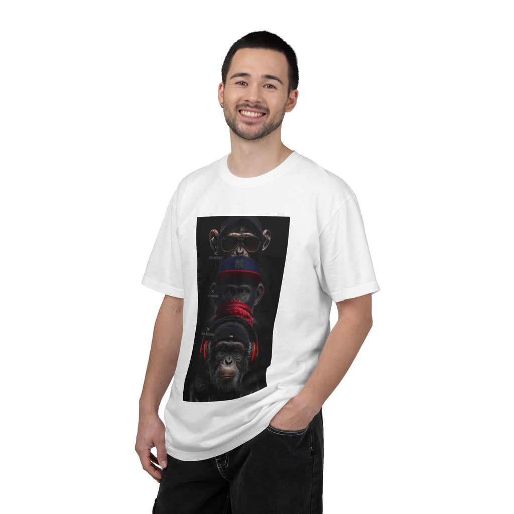 Triple Monkey Portrait T-Shirt — Stylish Primate Graphic Tee