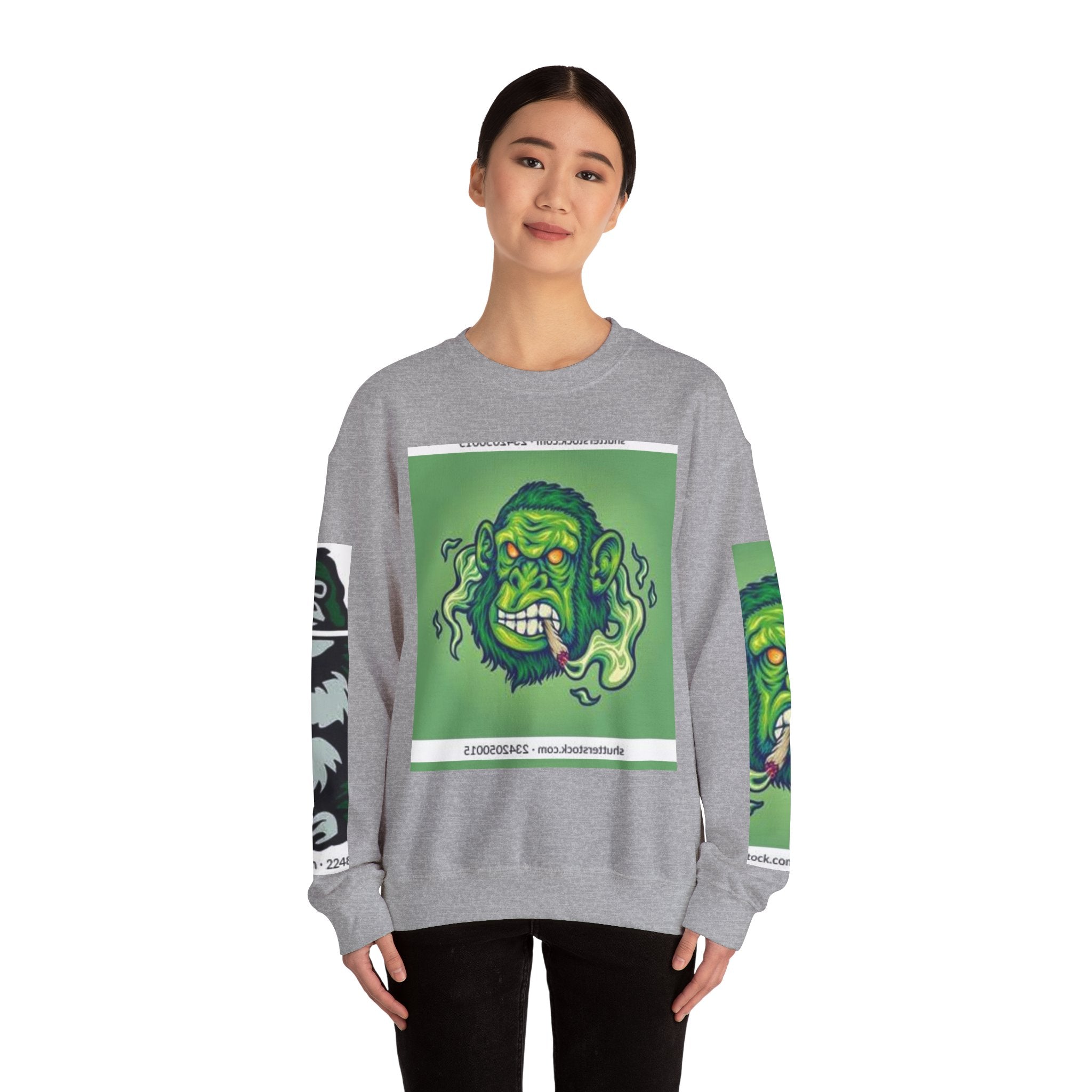 Gorilla Smoke Crewneck Sweatshirt — Green Monster Graphic