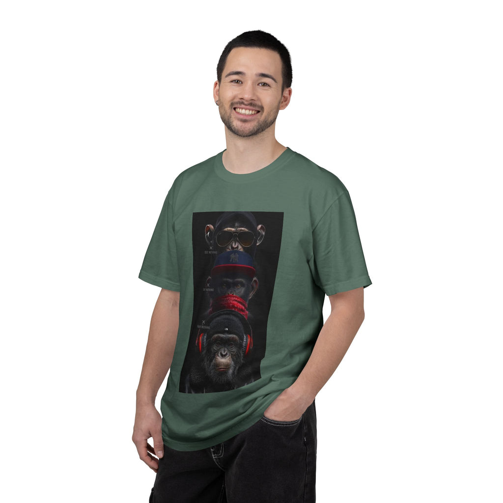 Triple Monkey Portrait T-Shirt — Stylish Primate Graphic Tee