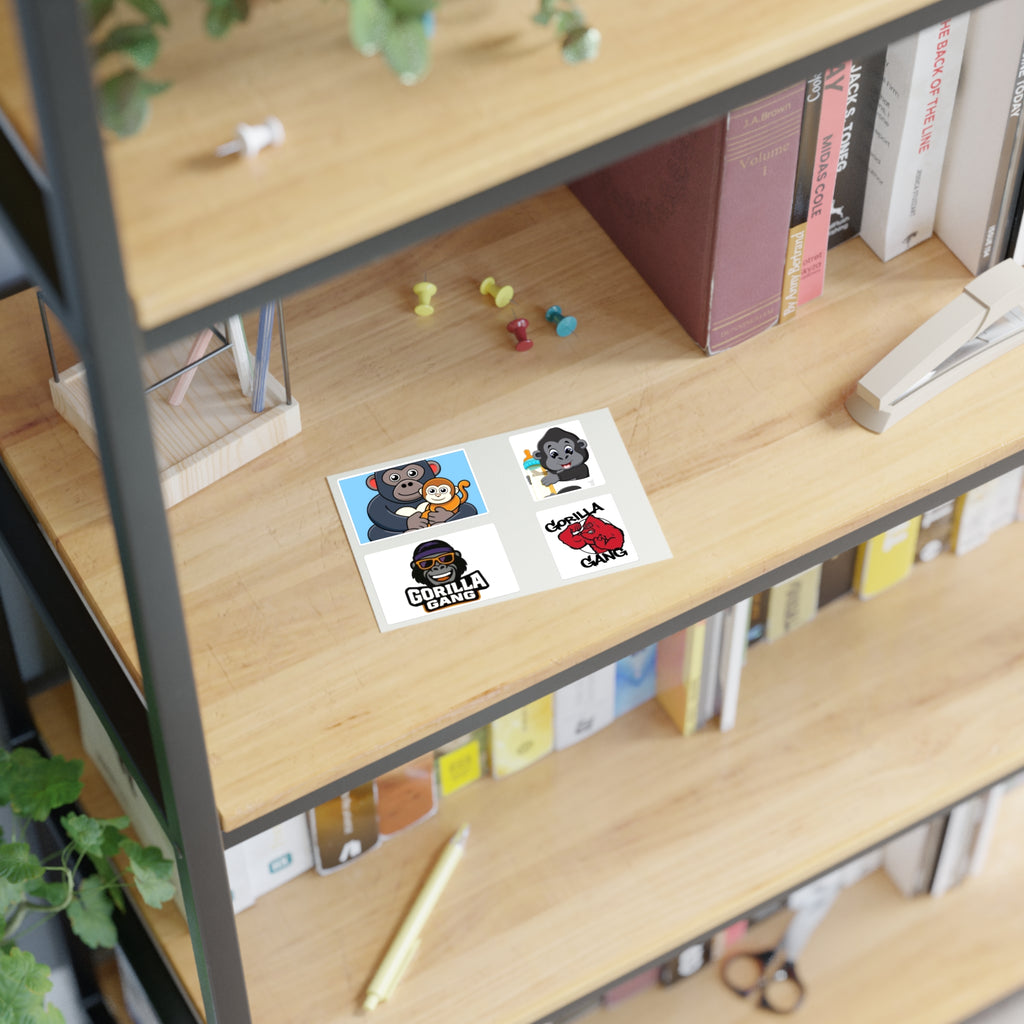 Gorilla Sticker Sheet – Cute & Retro Gorilla Gang Decals (4-Pack)