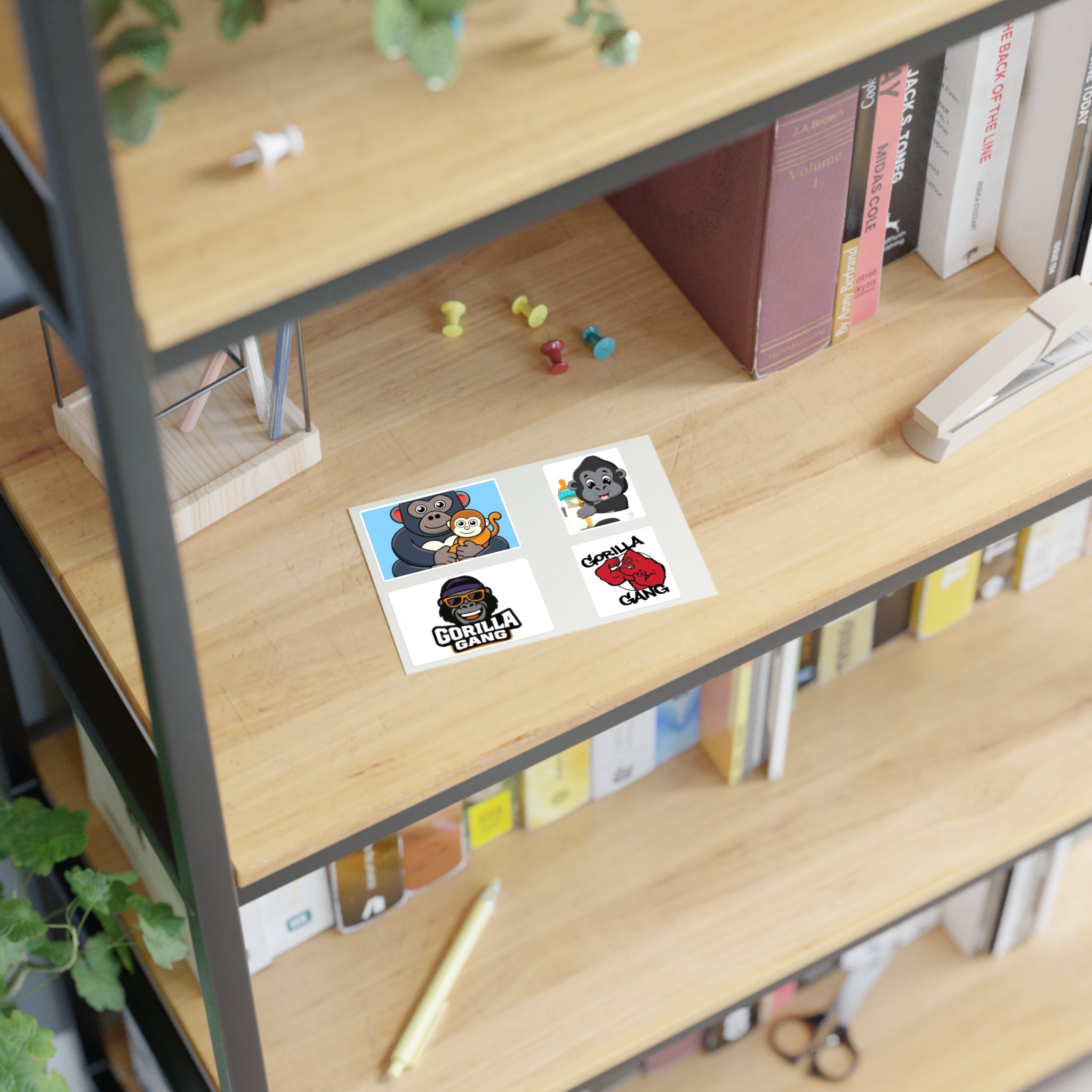 Gorilla Sticker Sheet – Cute & Retro Gorilla Gang Decals (4-Pack)