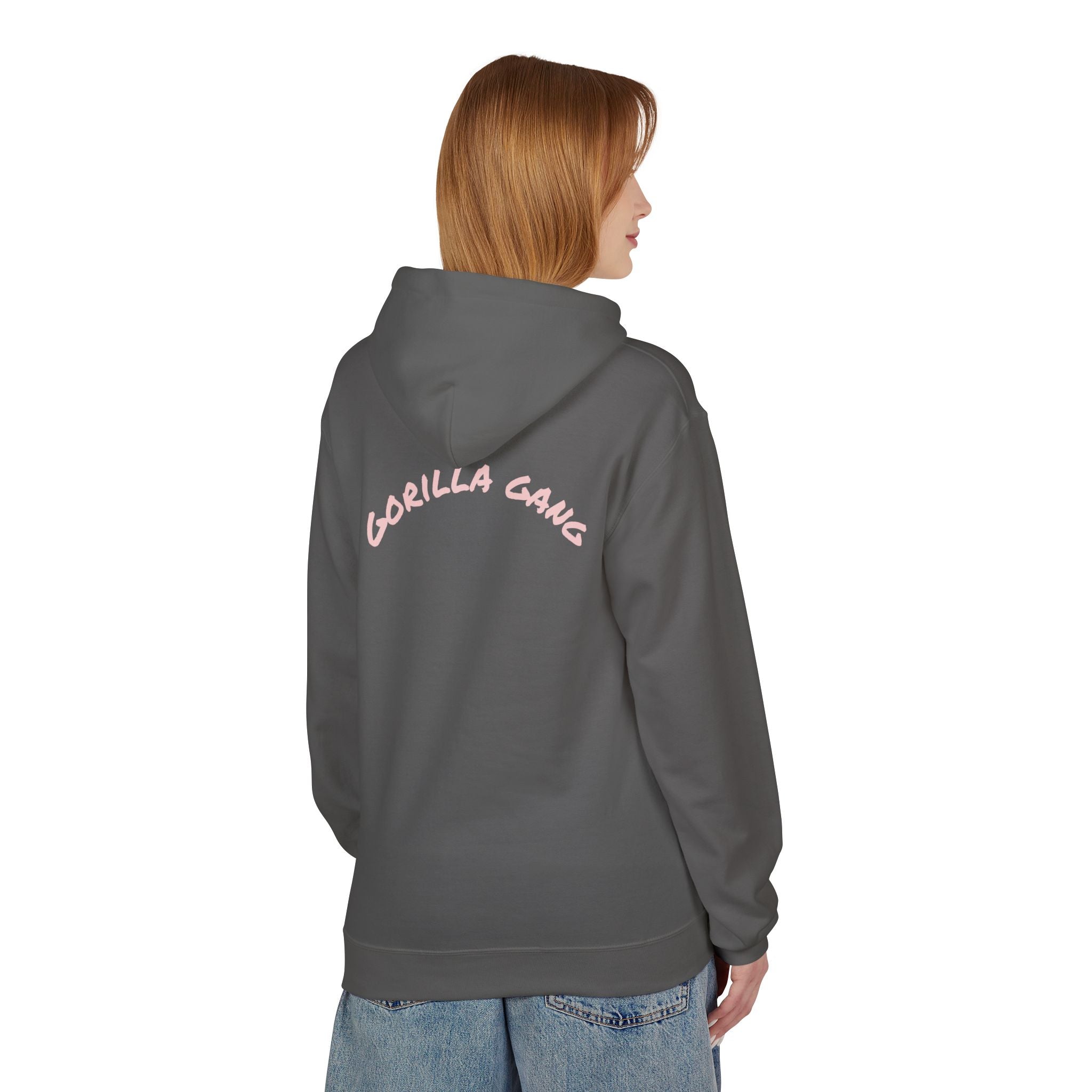 Cute Pink Gorilla Hoodie — "Gorilla Gang" Graphic Pullover