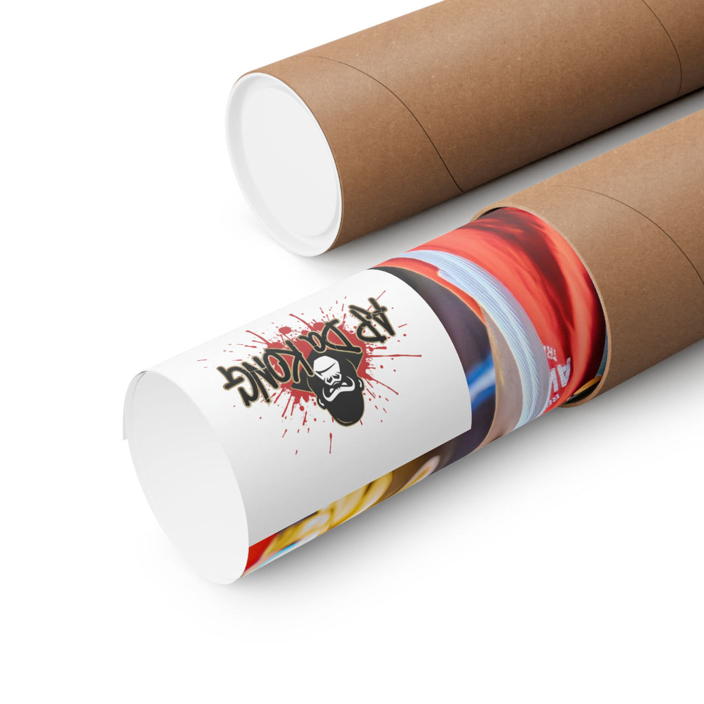 Matte Vertical Poster — Live Performer Portrait in Red Costume (Blank Polaroid Border)