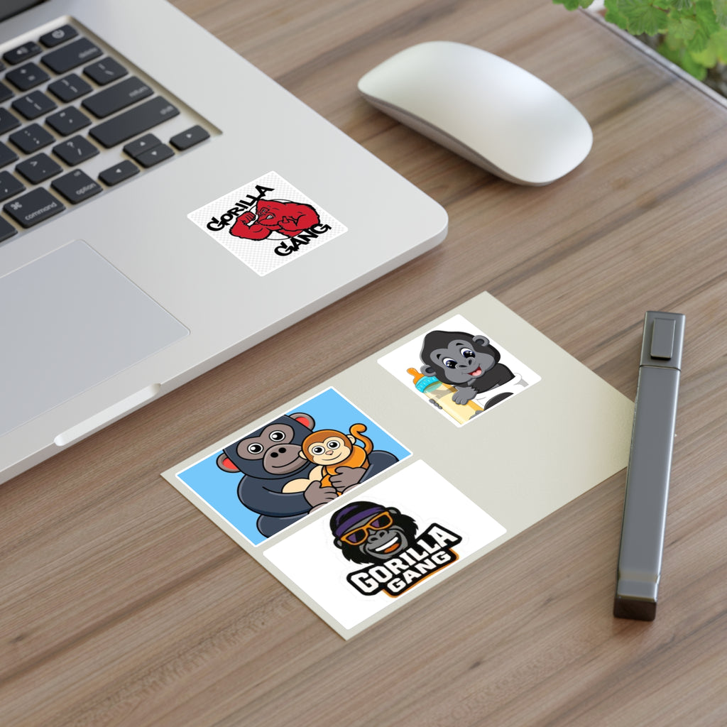 Gorilla Sticker Sheet – Cute & Retro Gorilla Gang Decals (4-Pack)