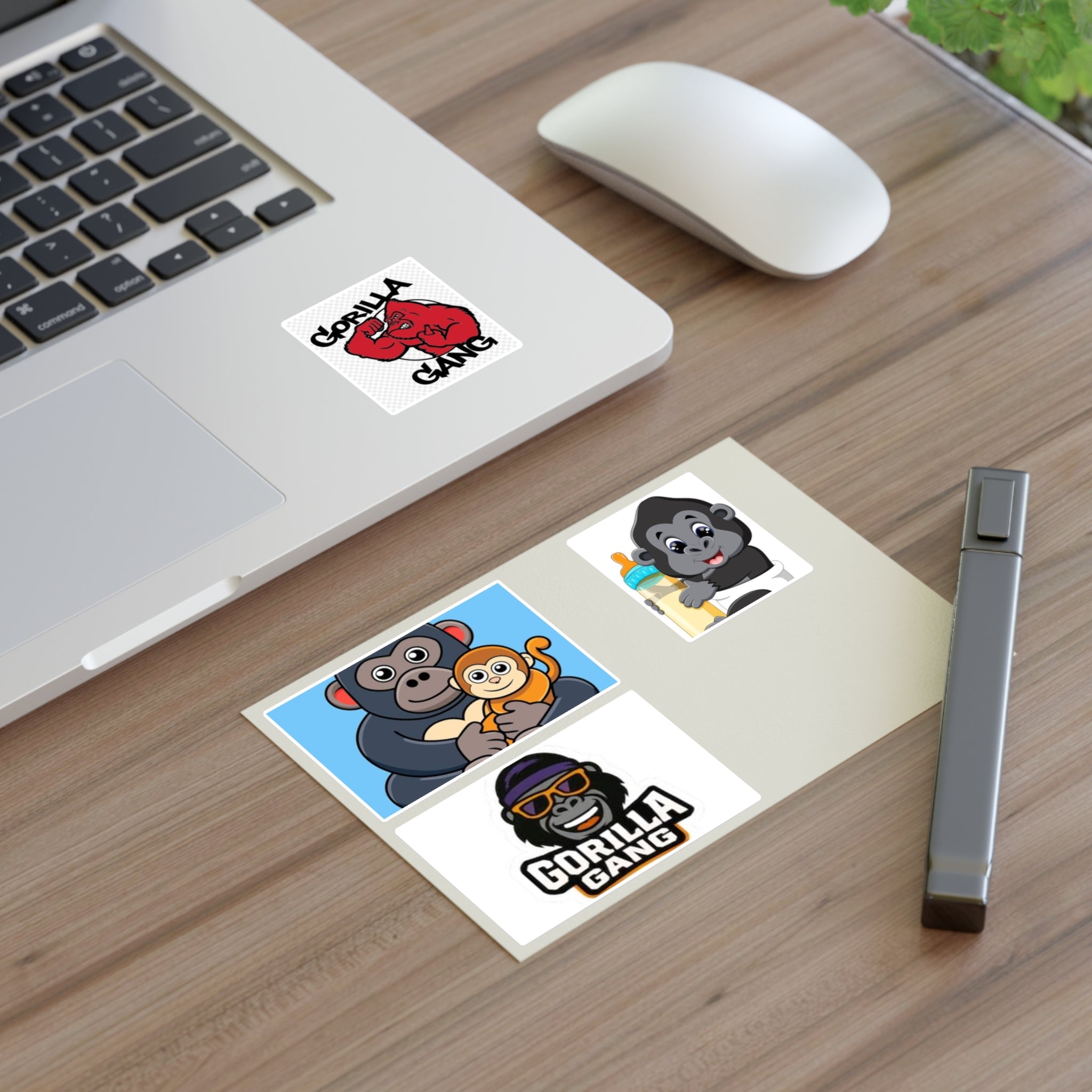 Gorilla Sticker Sheet – Cute & Retro Gorilla Gang Decals (4-Pack)