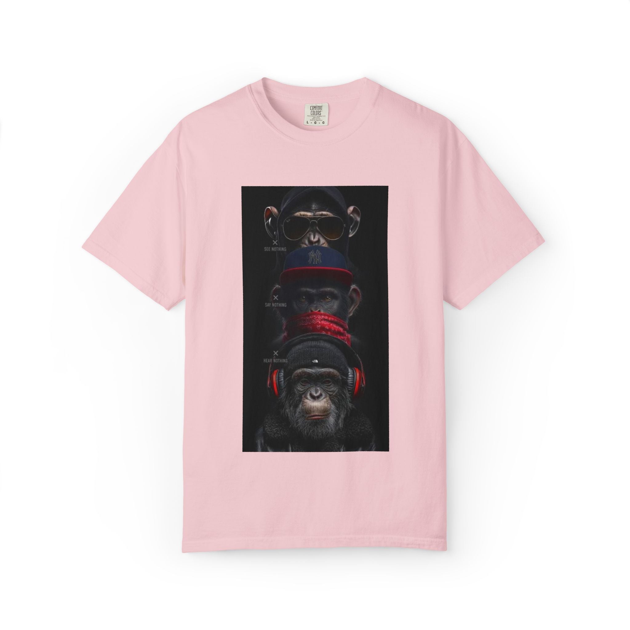 Triple Monkey Portrait T-Shirt — Stylish Primate Graphic Tee