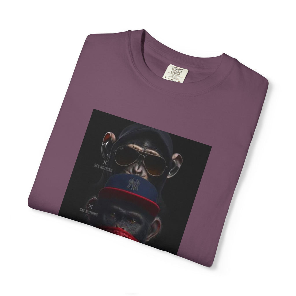 Triple Monkey Portrait T-Shirt — Stylish Primate Graphic Tee