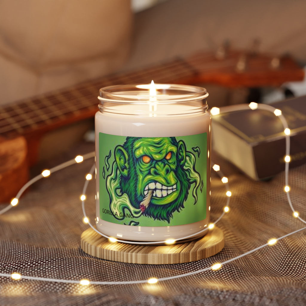 Green Gorilla Scented Soy Candle — 9oz Funky Monster Art Candle