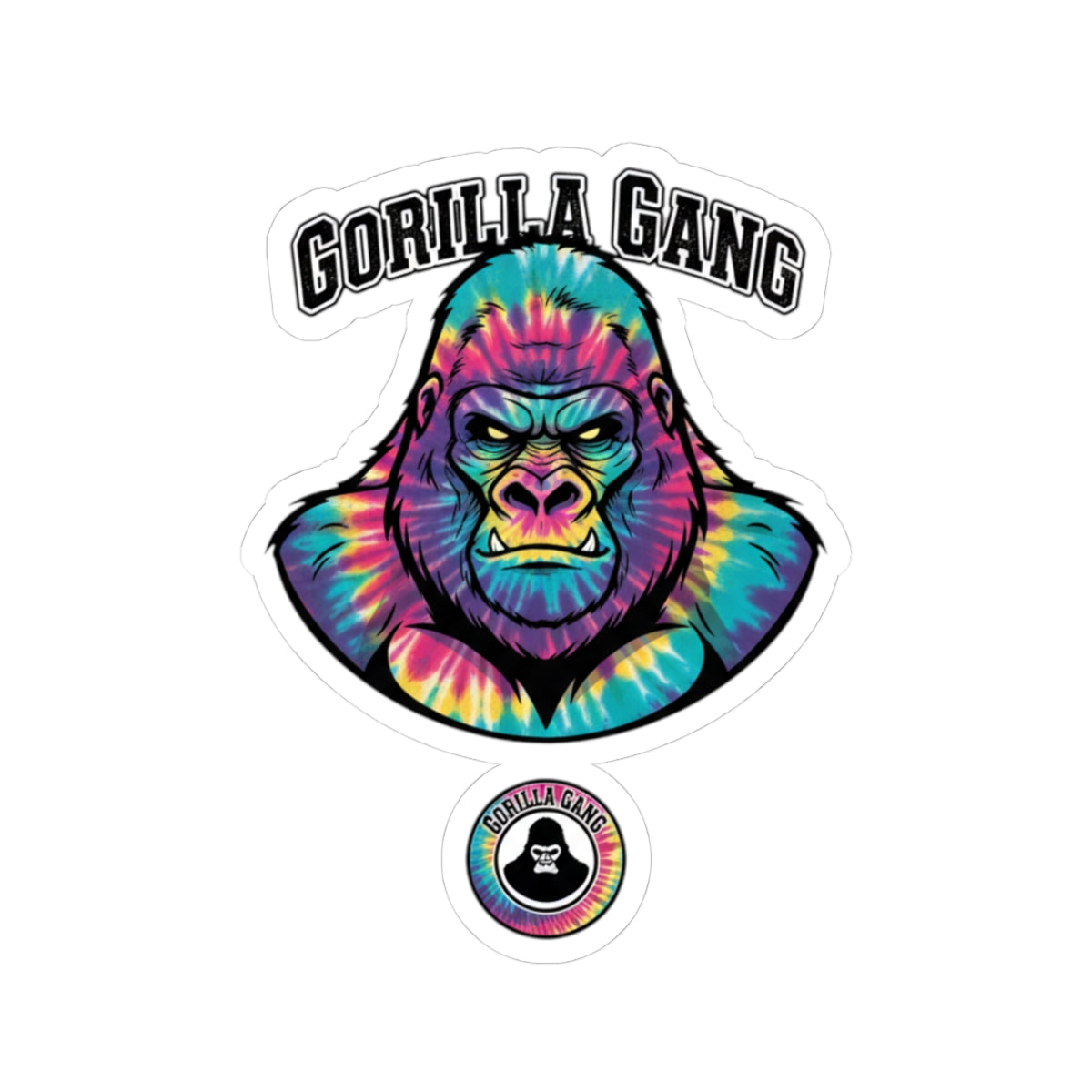 Gorilla Gang Tie-Dye Sticker Pack — Colorful Kiss-Cut Vinyl Stickers