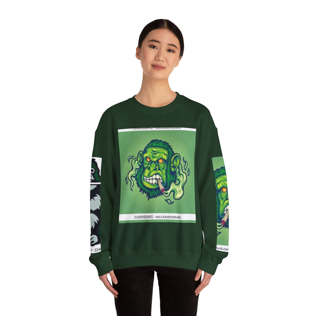 Gorilla Smoke Crewneck Sweatshirt — Green Monster Graphic