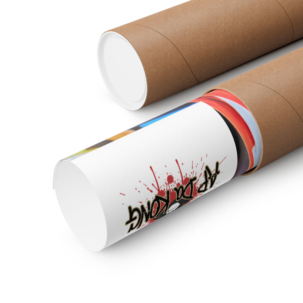 Matte Vertical Poster — Live Performer Portrait in Red Costume (Blank Polaroid Border)