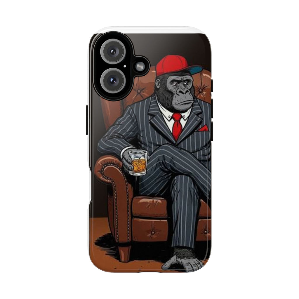 Gorilla Gentleman Phone Case — Dapper Ape with Whiskey Graphic
