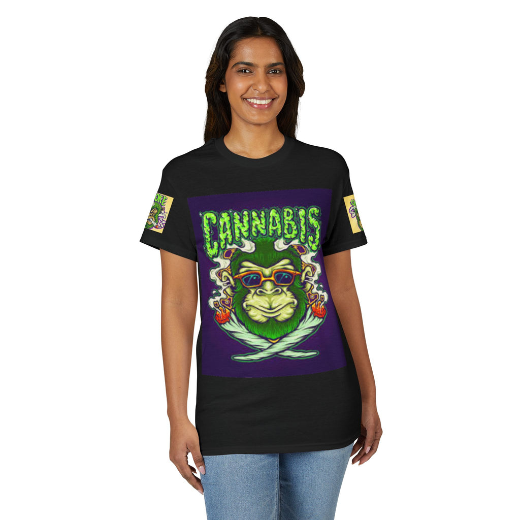 Cannabis Monkey T-Shirt — Retro Smoky Gorilla Graphic Tee