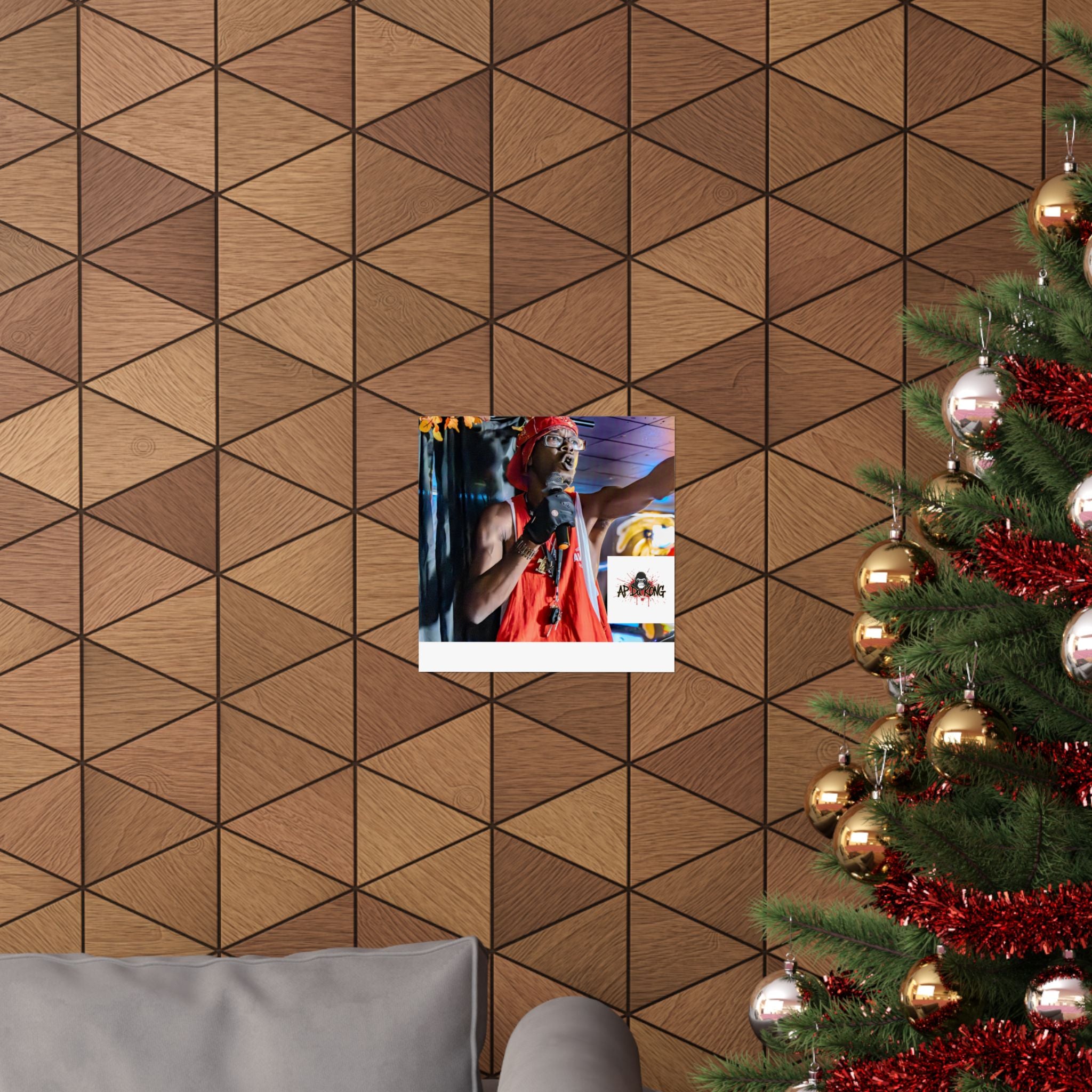 Matte Vertical Poster — Live Performer Portrait in Red Costume (Blank Polaroid Border)