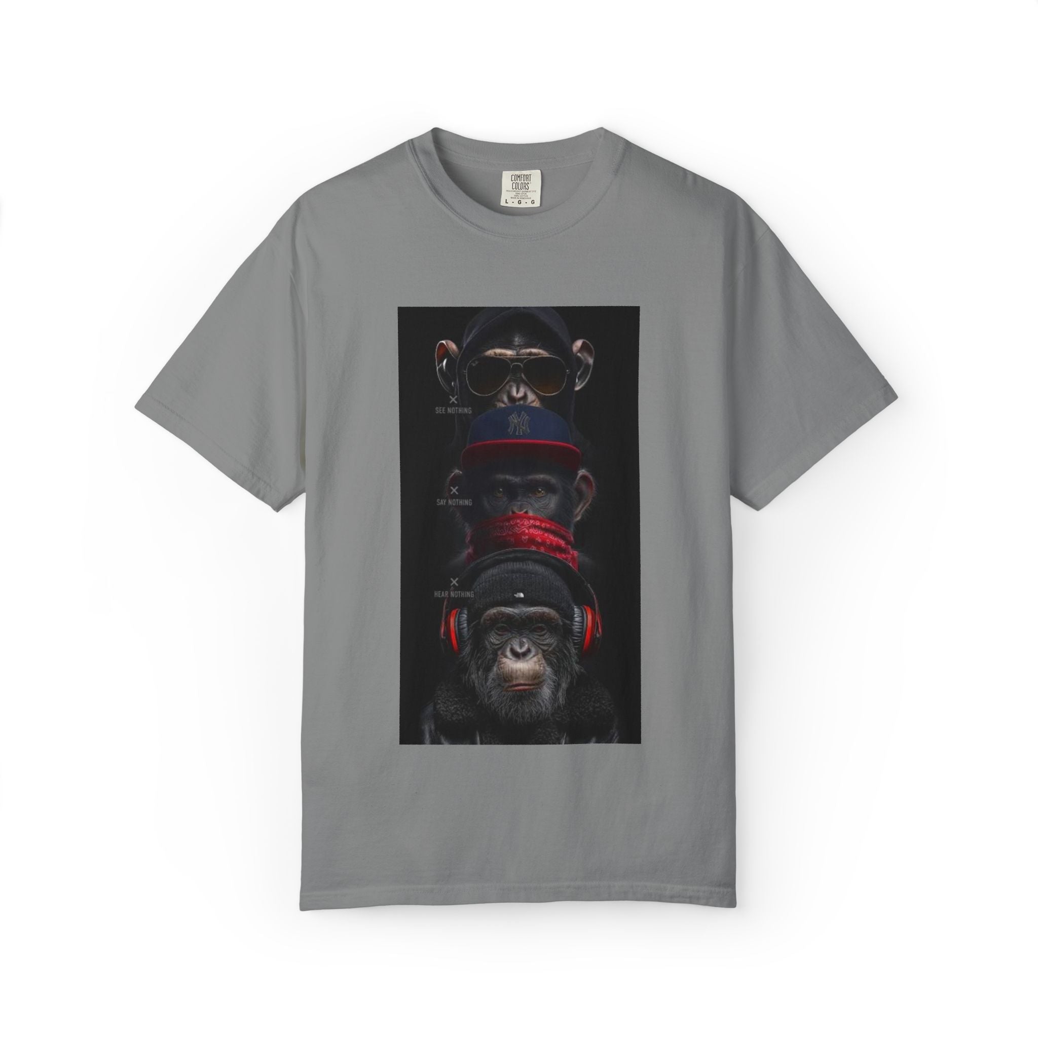 Triple Monkey Portrait T-Shirt — Stylish Primate Graphic Tee