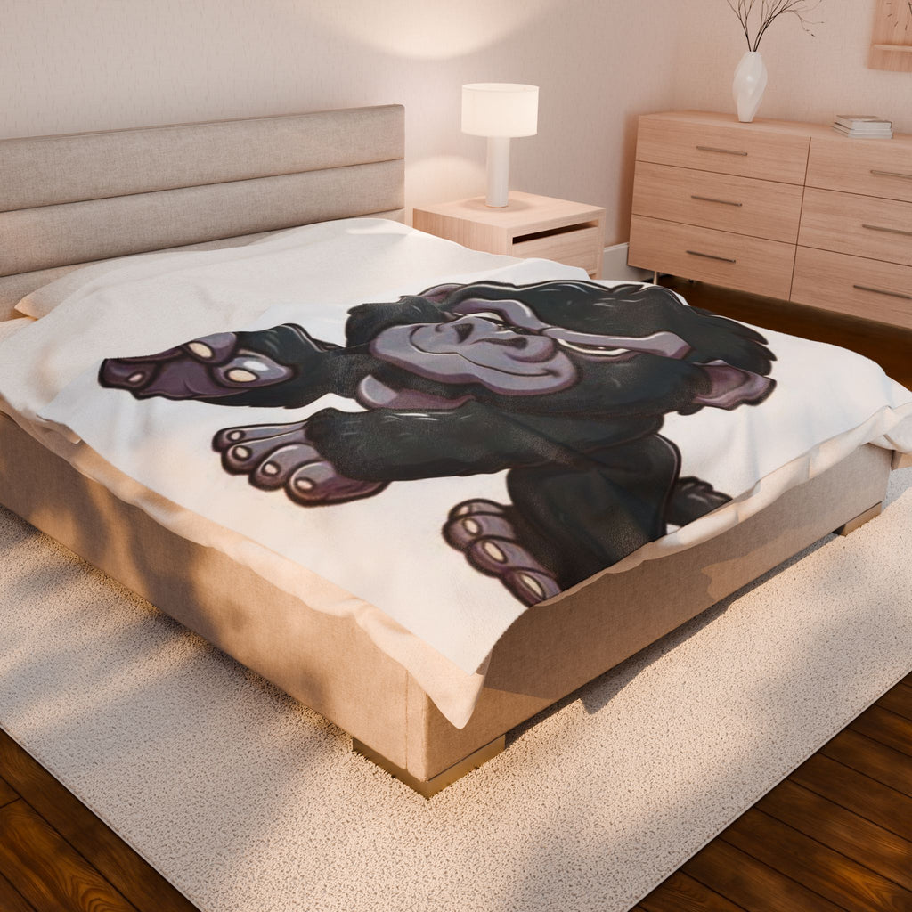 Cute Gorilla Velveteen Plush Blanket – Soft Cartoon Ape Throw for Kids & Nursery