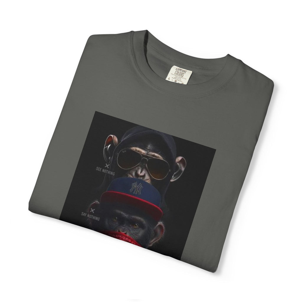 Triple Monkey Portrait T-Shirt — Stylish Primate Graphic Tee