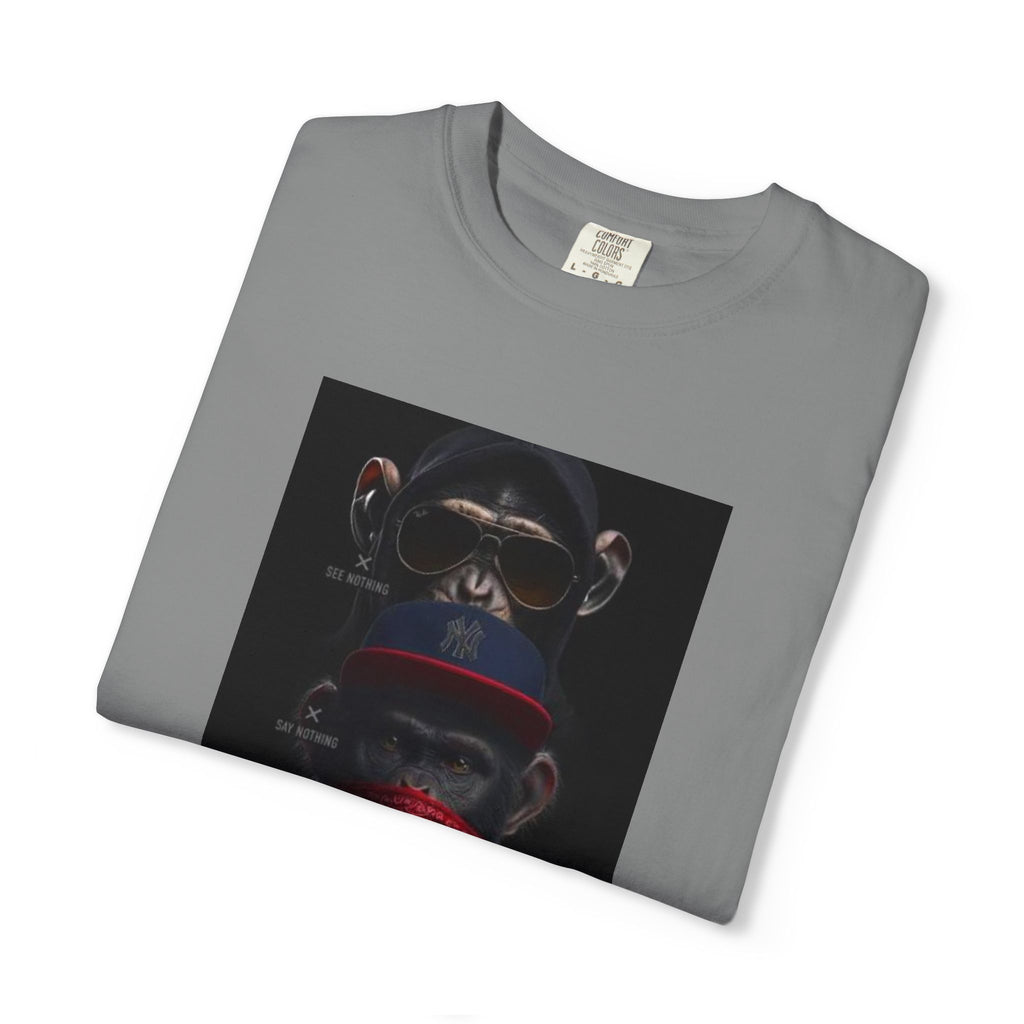 Triple Monkey Portrait T-Shirt — Stylish Primate Graphic Tee