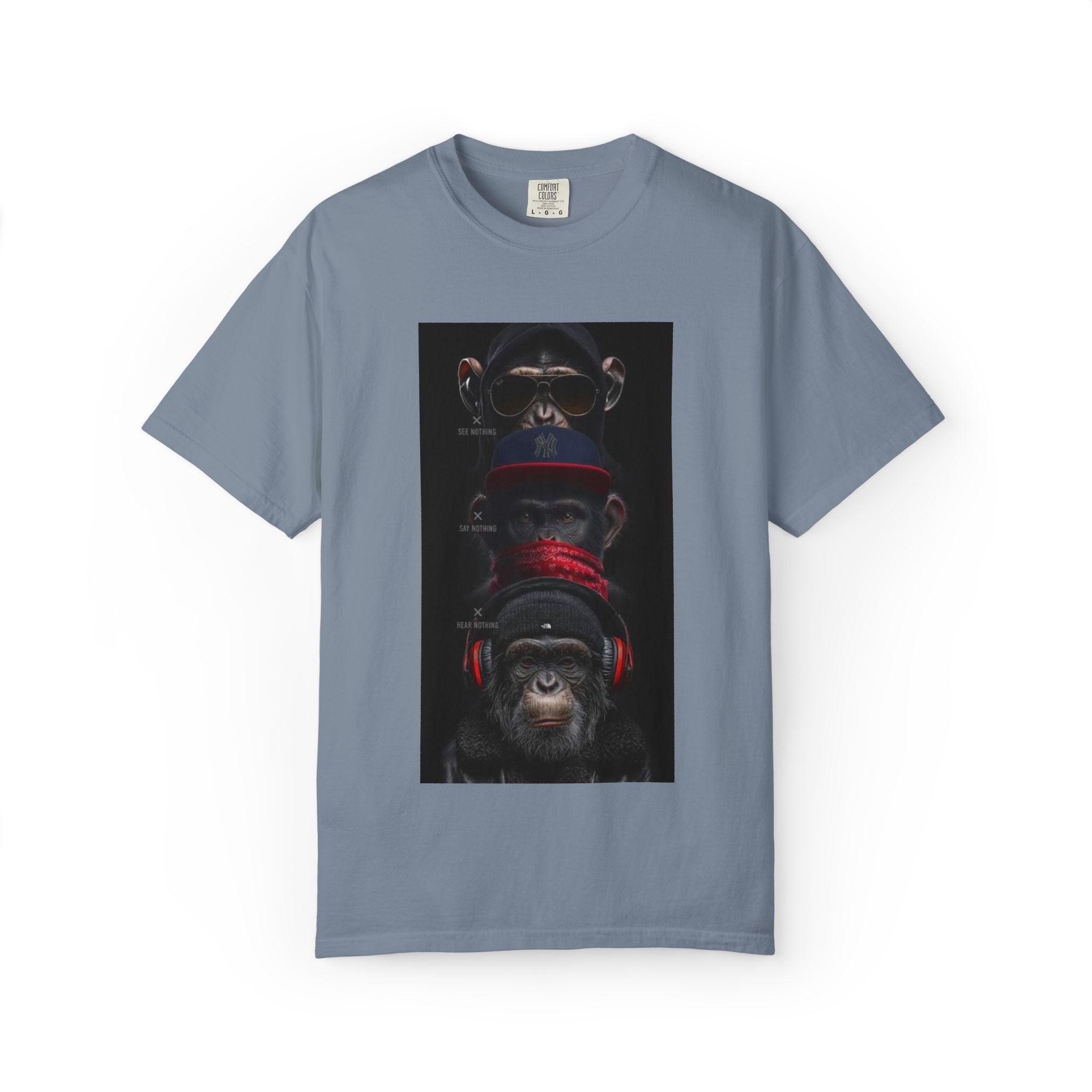 Triple Monkey Portrait T-Shirt — Stylish Primate Graphic Tee