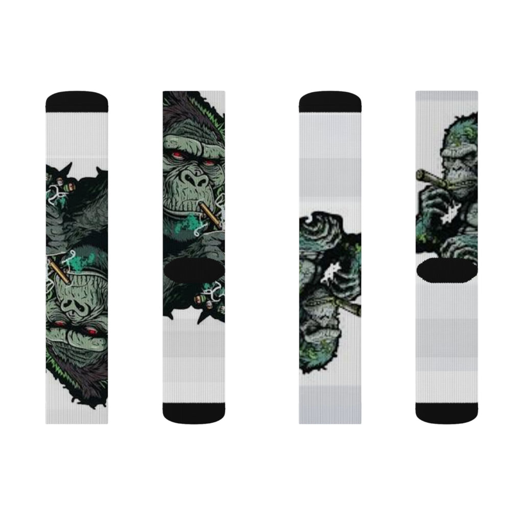 Gorilla Cigar Sublimation Socks — Bold Graphic Crew Socks for Streetwear