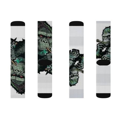 Gorilla Cigar Sublimation Socks — Bold Graphic Crew Socks for Streetwear