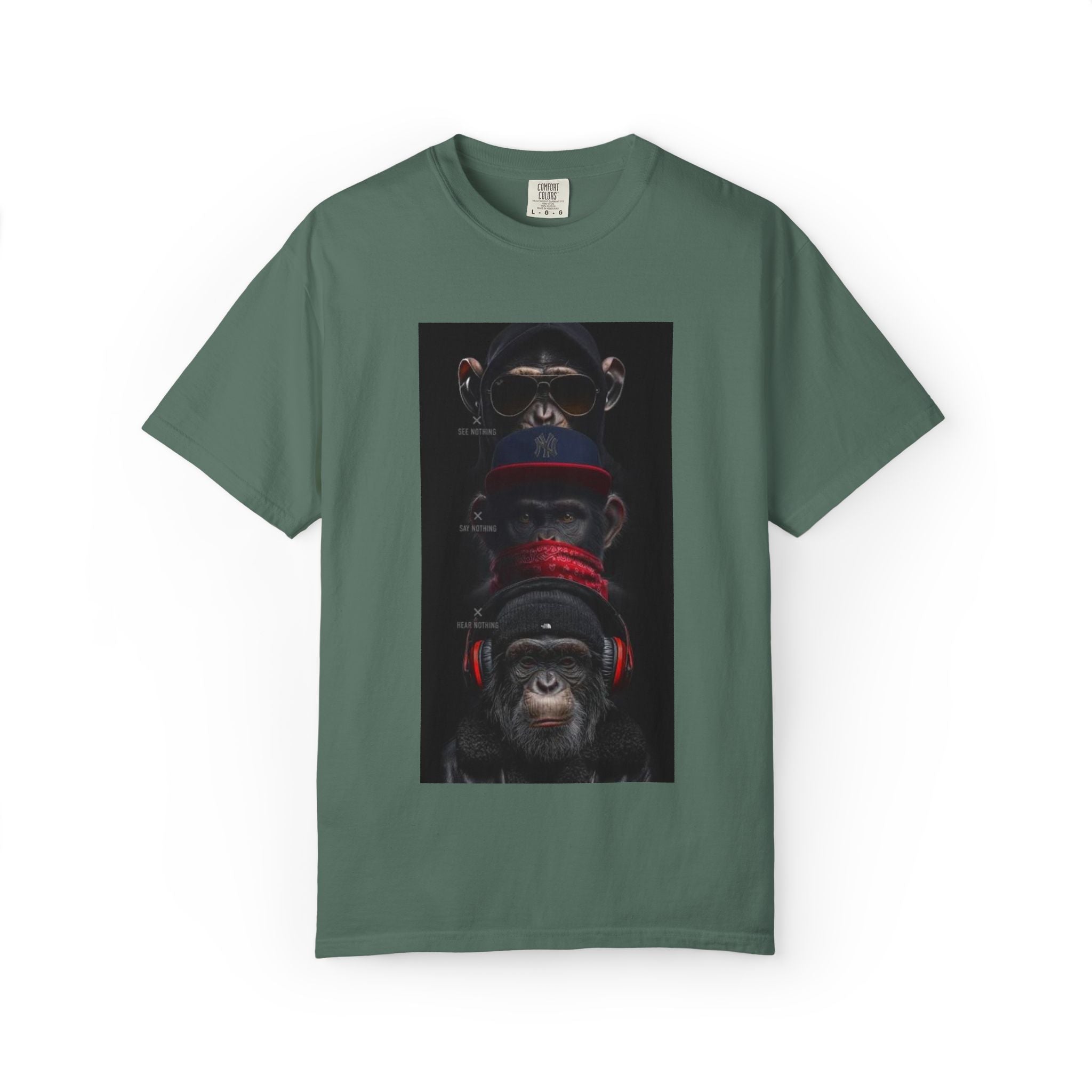 Triple Monkey Portrait T-Shirt — Stylish Primate Graphic Tee