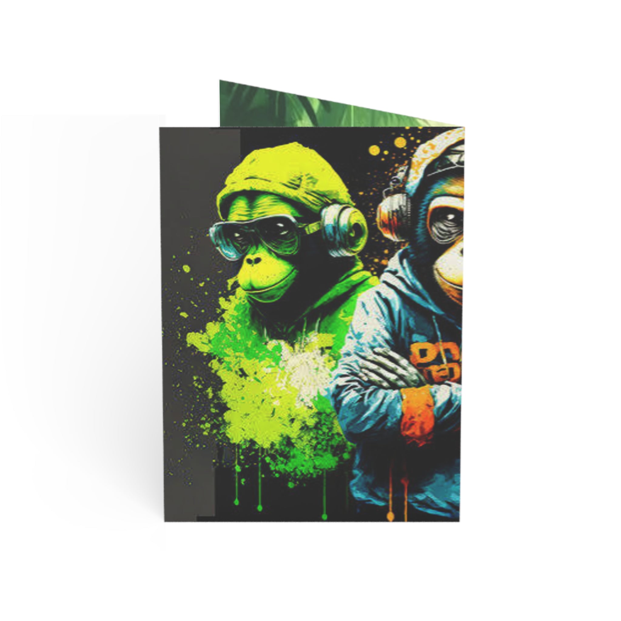 Graffiti Monkey Greeting Cards — Colorful Urban Art Note Cards (Set of 1/10/30/50)