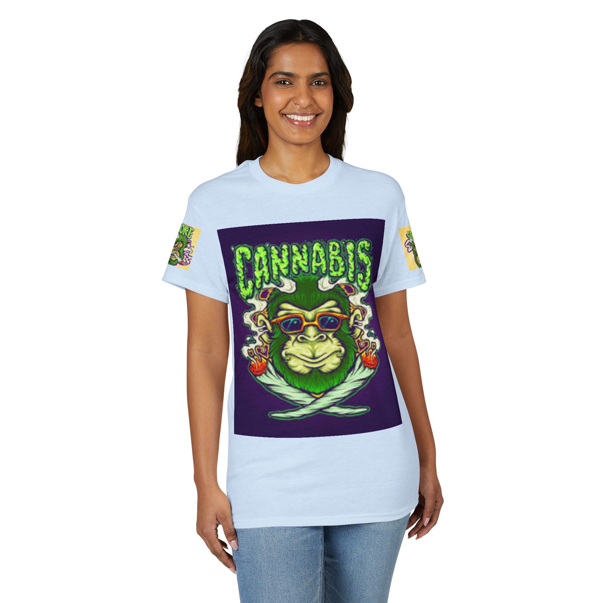 Cannabis Monkey T-Shirt — Retro Smoky Gorilla Graphic Tee