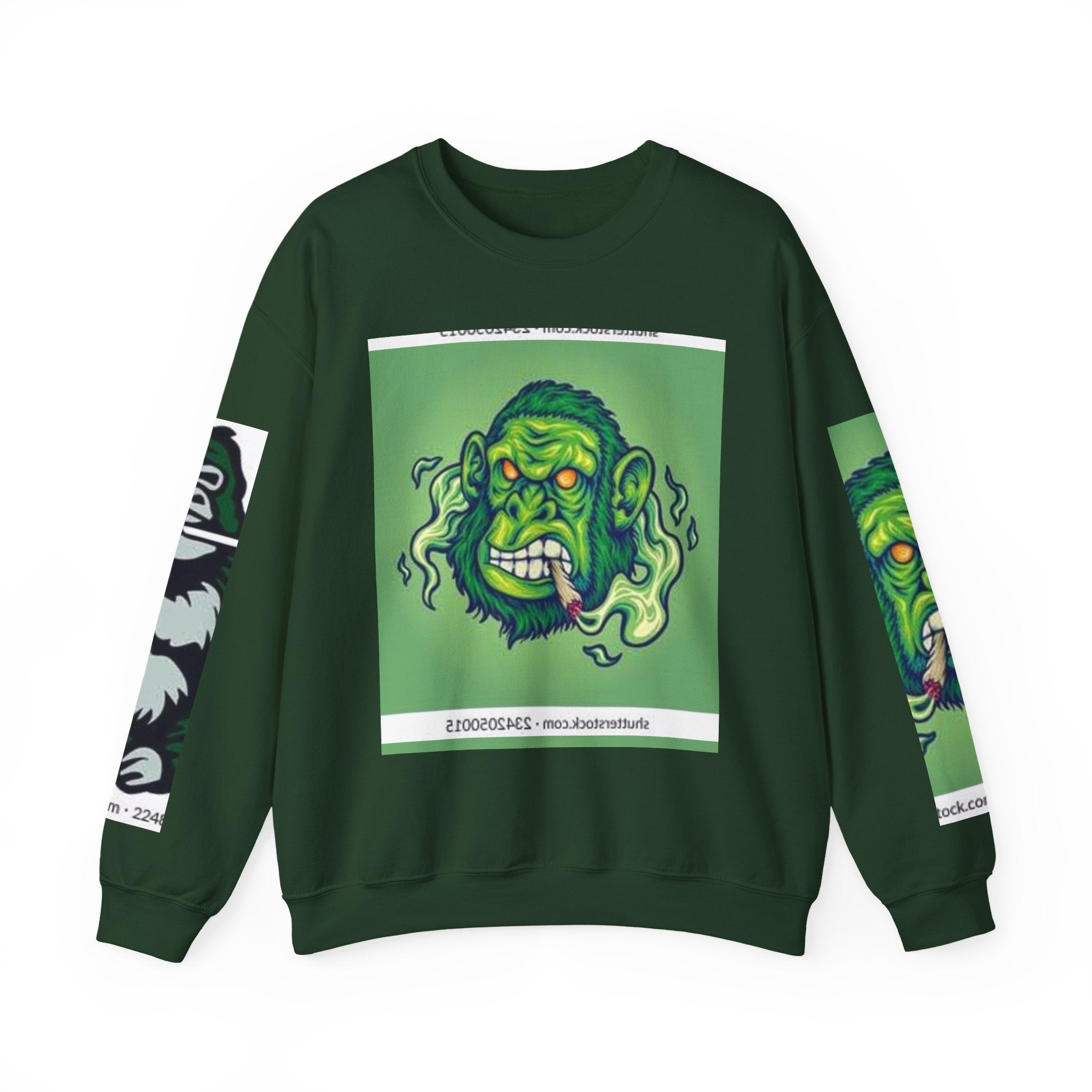 Gorilla Smoke Crewneck Sweatshirt — Green Monster Graphic