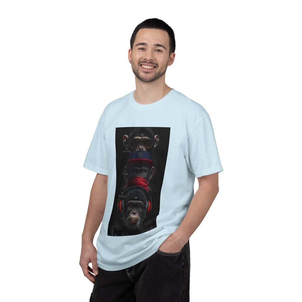 Triple Monkey Portrait T-Shirt — Stylish Primate Graphic Tee