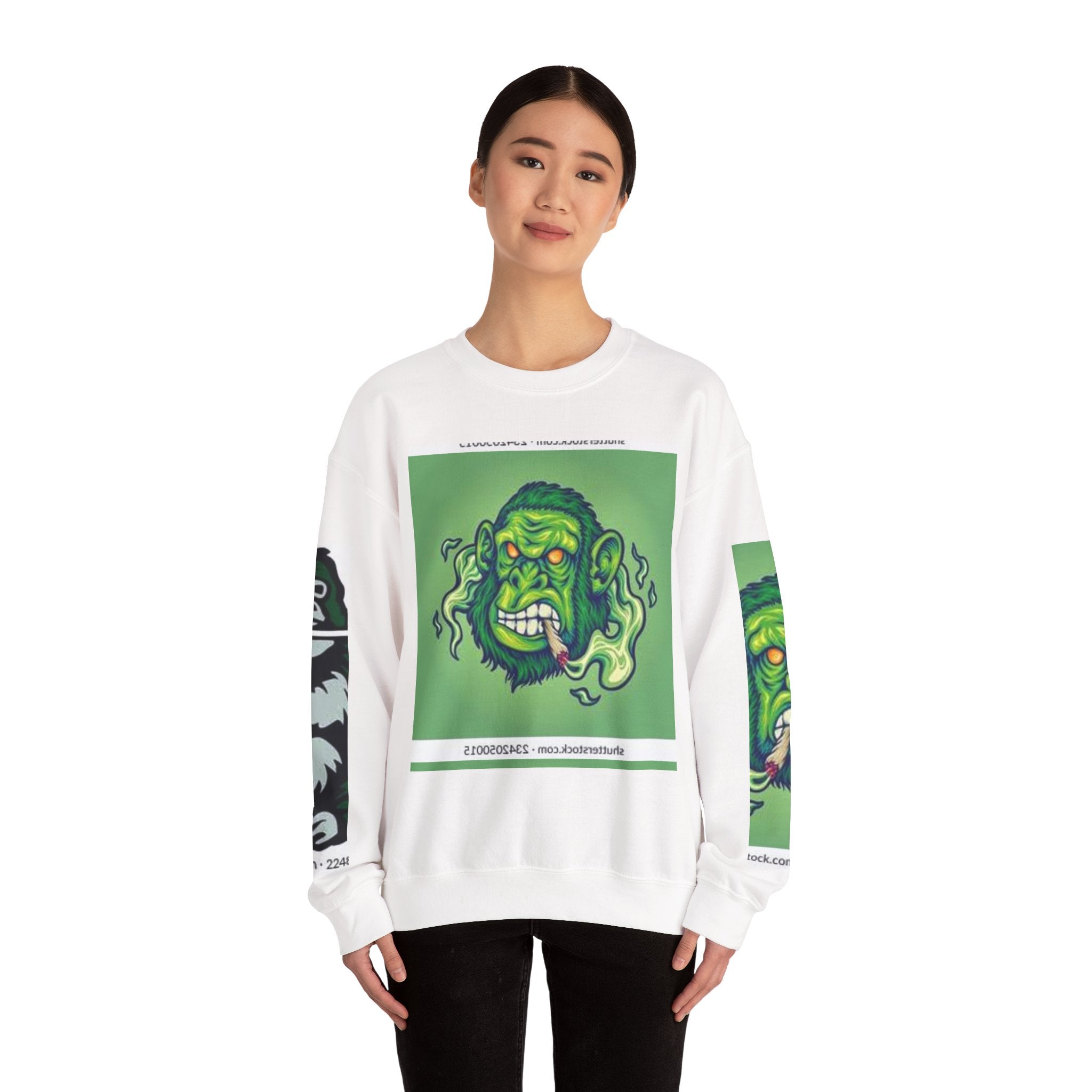 Gorilla Smoke Crewneck Sweatshirt — Green Monster Graphic