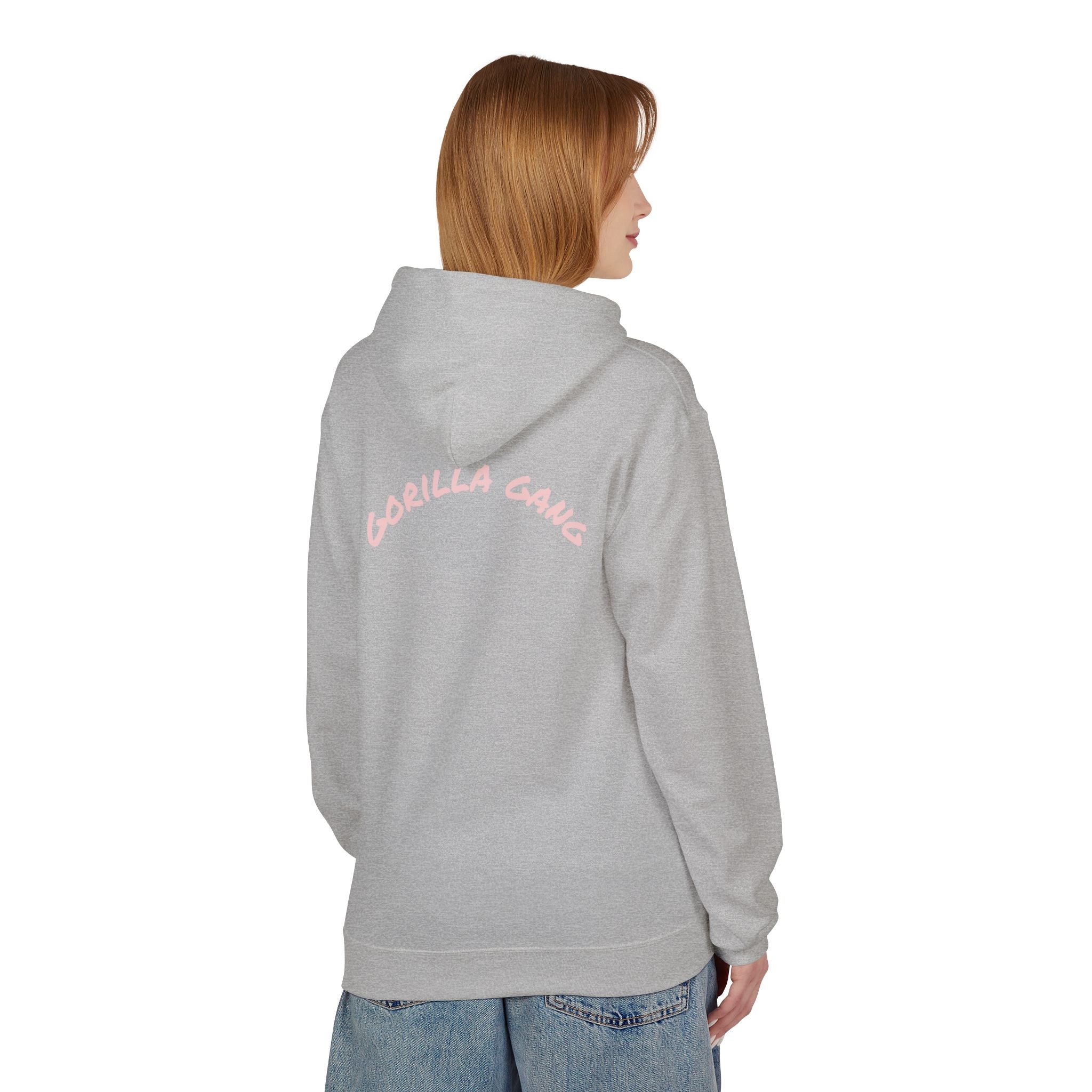 Cute Pink Gorilla Hoodie — "Gorilla Gang" Graphic Pullover